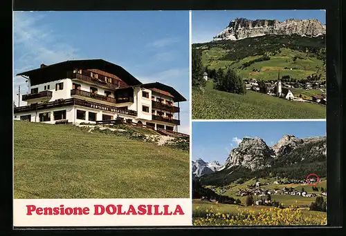 AK La Villa /Val Badia, Pensione Dolasilla, Ortsansichten
