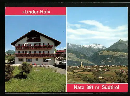 AK Natz bei Brixen, Pension Haus Linder-Hof, Ortsansicht