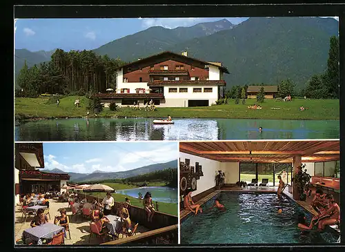 AK Natz bei Brixen, Pension-Cafe Seehof mit Schwimmbad