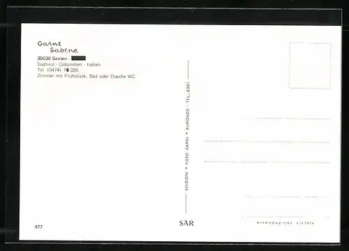 AK Sexten, Pension Garni Sabine