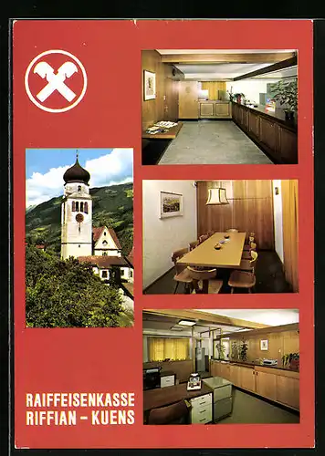 AK Riffian-Kuens, Raiffeisenkasse mit Innenansicht