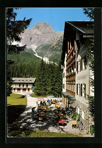 AK Sexten /Pustertal, Hotel Dolomitenhof auf dem Fischleinboden