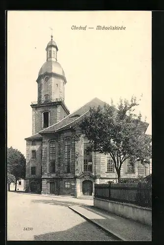 AK Ohrdruf, Michaeliskirche mit Strasse