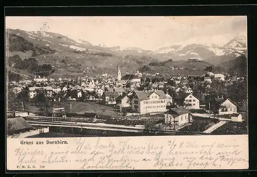 AK Dornbirn, Totalansicht aus der Vogelschau