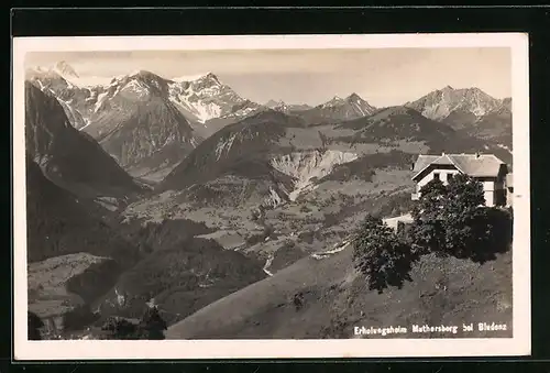 AK Bludenz, Hotel Erholungsheim Muthersberg in Gebirgslandschaft