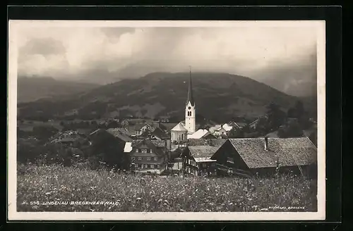 AK Lingenau i. Breg. Wald, Ortsansicht mit Blick zur Kirche