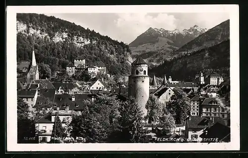 AK Feldkirch, Ortsansicht gegen die Gurtisspitze