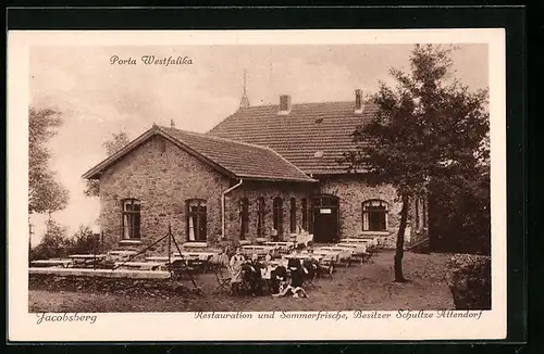 AK Porta Westfalica, Restaurant Jacobsburg von Schultze Attendorf auf dem Jacobsberg