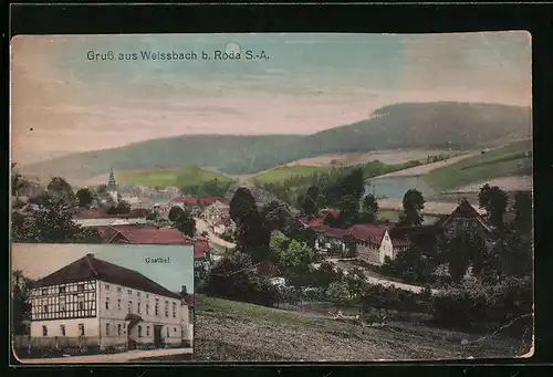 AK Weissbach b. Roda, Totalansicht mit Gasthof