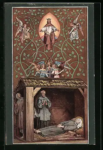 Künstler-AK Moritz von Schwind: Sankt Elisabeth stirbt in Marburg als Nonne