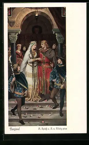 Künstler-AK Parsivals Hochzeit mit Condoiramur