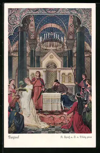 Künstler-AK Parsival in der Gralsburg