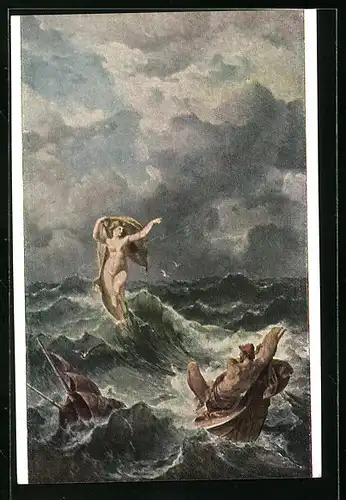 Künstler-AK Odysseus - Rettung durch Leukothea