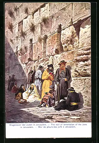 Künstler-AK Friedrich Perlberg: Jerusalem, Betende an der Klagemauer
