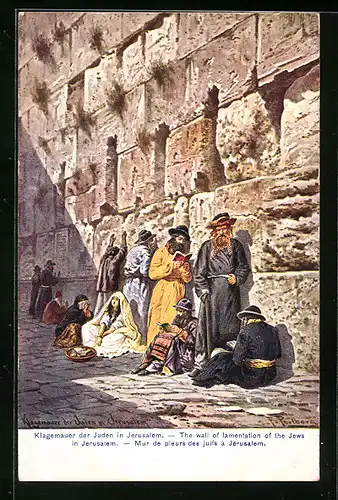 Künstler-AK Friedrich Perlberg: Jerusalem, Gebet an der Klagemauer