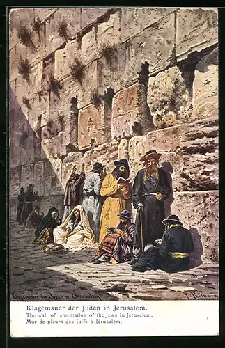 Künstler-AK Friedrich Perlberg: Jerusalem, An der Klagemauer der Juden