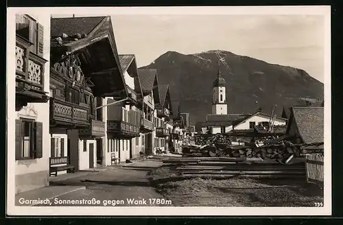 AK Garmisch, Sonnenstrasse gegen Wank
