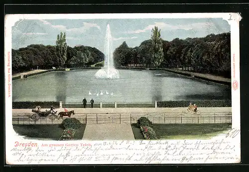 AK Dresden, Teich am Grossen Garten