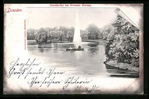 AK Dresden, Carola-See im Grossen Garten