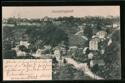 AK Dresden-Loschwitz, Loschwitzgrund aus der Vogelschau