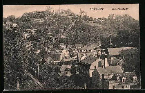 AK Dresden-Loschwitz, Ortsansicht mit Seilbahn