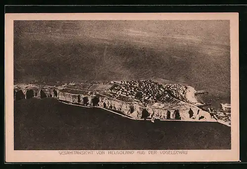 AK Helgoland, Gesamtansicht der Insel aus der Vogelschau