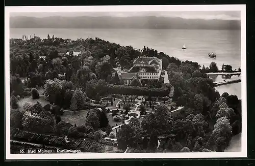 AK Insel Mainau, Parkanlagen aus der Vogelschau