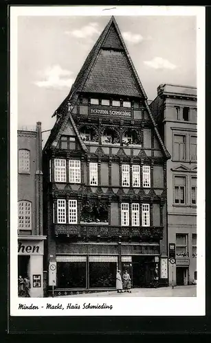 AK Minden, Markt mit Haus Schmieding