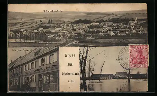 AK Schwindratzheim i. Els., Gasthaus zum Stern, Mühle, Totalansicht