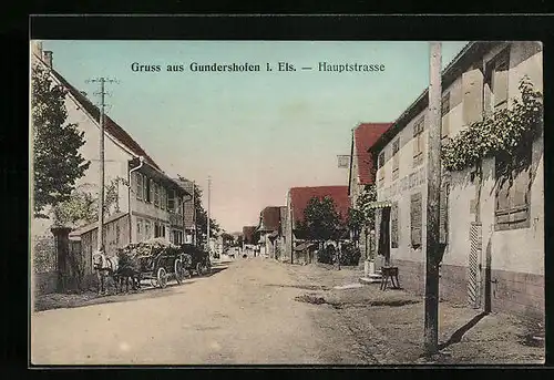AK Gundershofen i. Els., Blick in die Hauptstrasse
