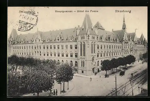 AK Strassburg, Strassenpartie am Hauptpostamt