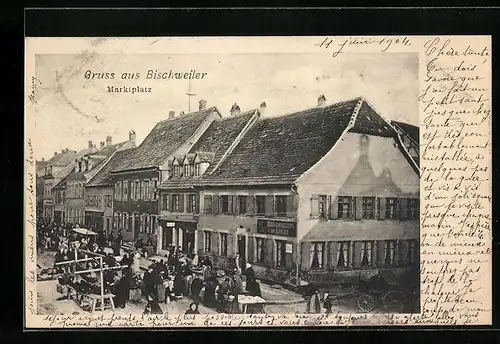 AK Bischweiler, Strassenpartie am Marktplatz