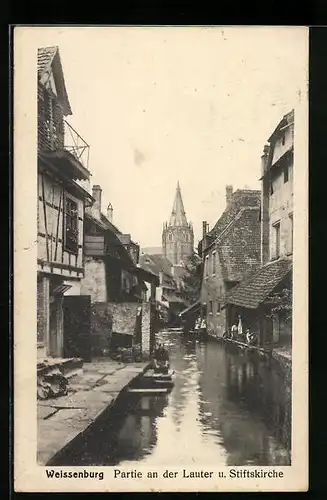 AK Weissenburg, Partie an der Lauter und Stiftskirche
