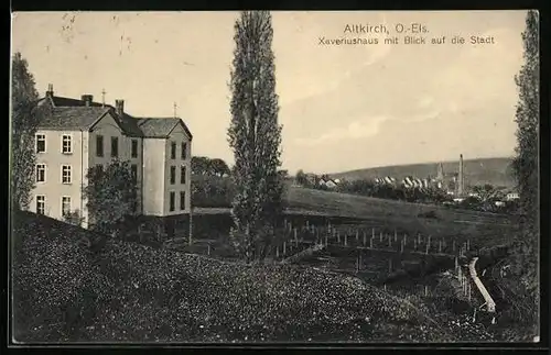AK Altkirch i. O.-Els., Xaveriushaus mit Blick auf die Stadt