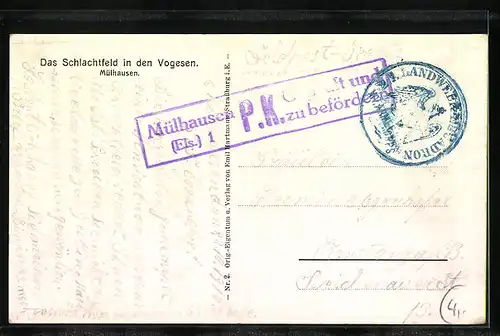 AK Mülhausen, Das Schlachtfeld in den Vogesen