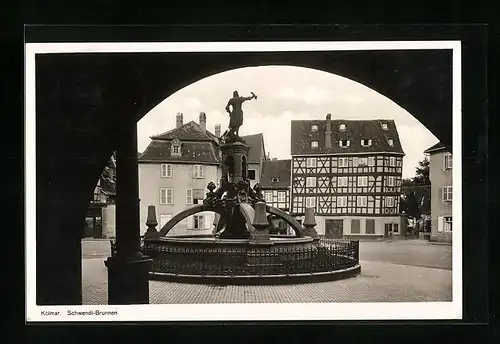 AK Kolmar, Schwendi-Brunnen mit Platz