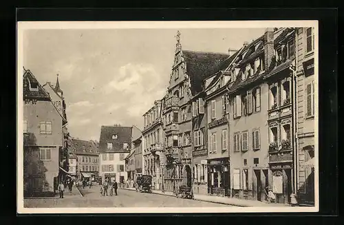 AK Colmar, Kopfhausgasse mit Passanten