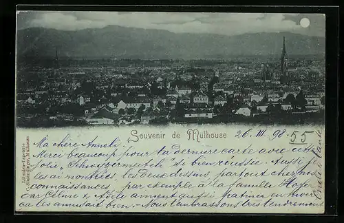 Mondschein-AK Mulhouse, Panorama