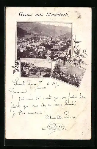 AK Markirch, Ortsansicht aus der Vogelschau