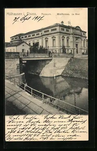AK Mülhausen i. Elsass, Museum mit Brücke