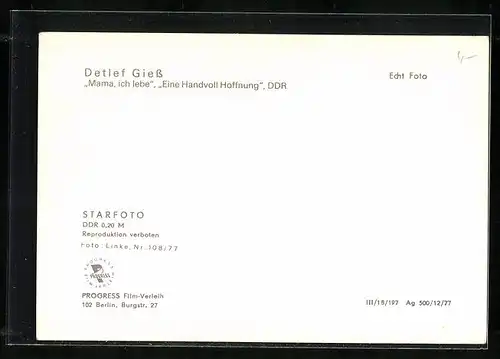 AK Schauspieler Detlef Giess lässig im Karohemd