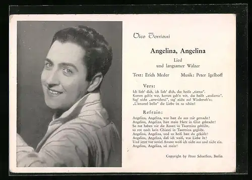 AK Schauspieler Vico Torriani blickt über die Schulter