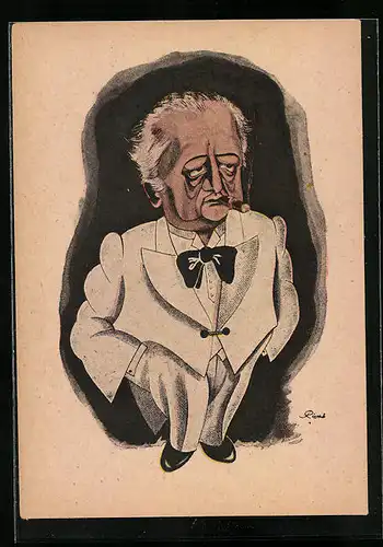 Künstler-AK Schauspieler Albert Wäscher als Karikatur