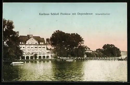 AK Bad Saarow-Pieskow, Kurhaus Schloss Pieskow mit Dependence am Scharmützelsee