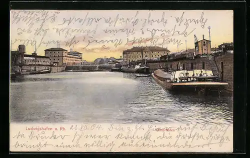 AK Ludwigshafen a. Rh., Partie am Winterhafen