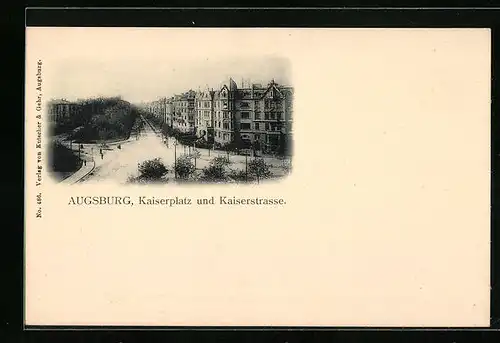 AK Augsburg, Kaiserplatz und Kaiserstrasse aus der Vogelschau