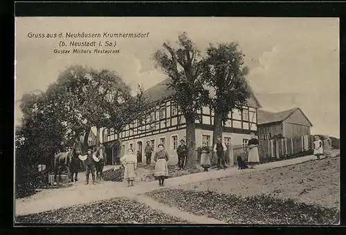 AK Krumhermsdorf bei Neustadt /Sa., Gustav Michels Restaurant, Neuhäuser