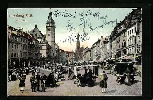 AK Altenburg /S.-A., Marktplatz mit Marktständen