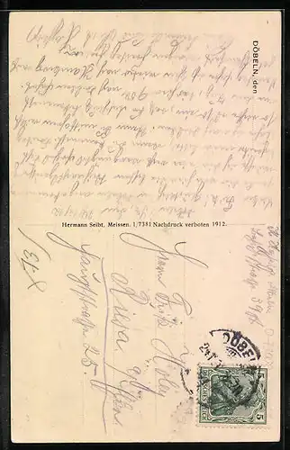 AK Döbeln, Blick nach dem Obermarkt mit Kirche