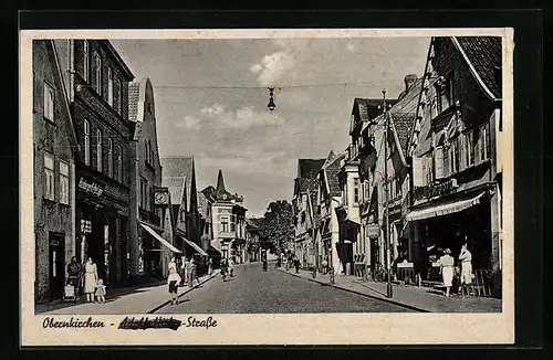 AK Obernkirchen, Passanten in der Strasse